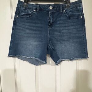 Style & Co. Blue Jean Shorts with Frayed Hem